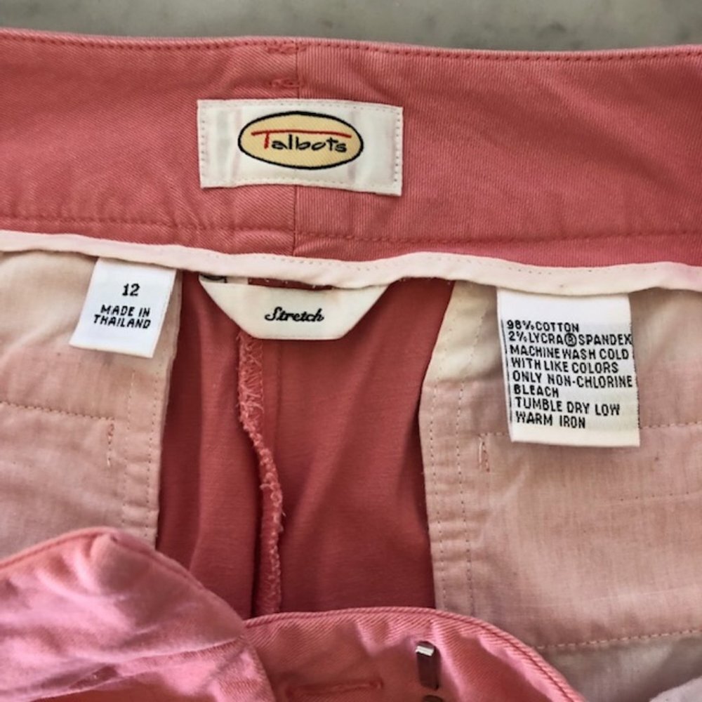 TALBOTS Stretch Pink Cotton Chino Ankle Pants 12 - Picture 3 of 16